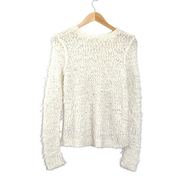 Free People White Fuzzy Long Sleeve Sweater Top S - Picture 2 of 2